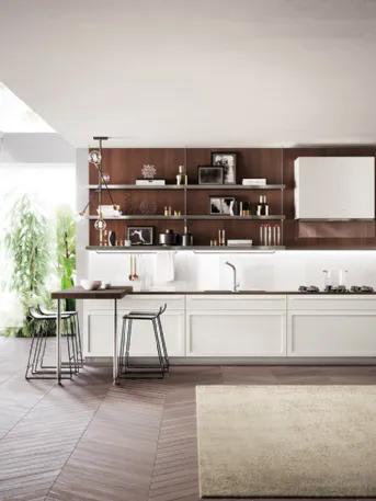 Cucina Moderna Carattere 11 Bianco Prestige e Rovere Nabuk di Scavolini