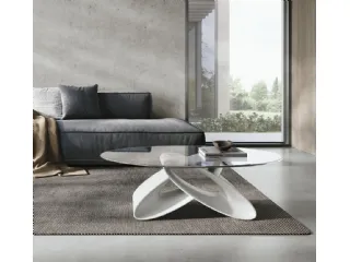 Tavolino ovale Eclipse con piano in vetro e base in poliuretano di Target Point
