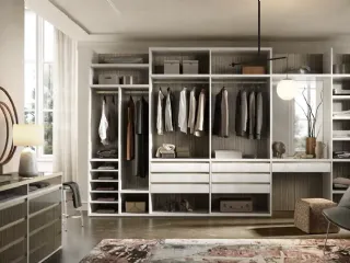Cabina armadio Taurus T521 in nobilitato resina e rigatino di Moretti Compact Giorno Notte