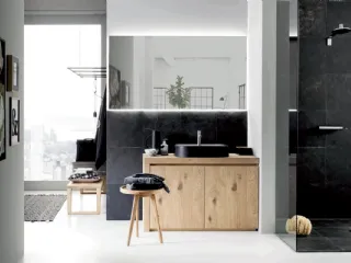 Mobile da Bagno da appoggio in legno di rovere Mono 02 di Alta Corte