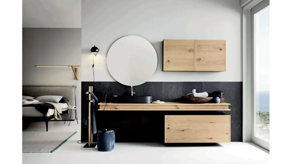 Mobile da Bagno sospeso di design in legno Teddy 03 di Alta Corte