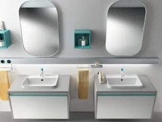 Accessori da Bagno Dandy Plus Pensili a Giorno Laccato Opaco Blu Agave di Scavolini Bathrooms