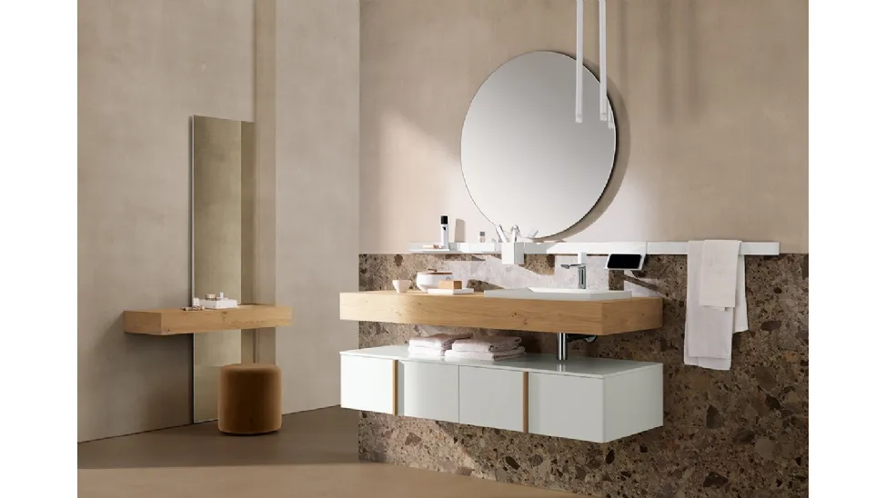 Mobile da Bagno sospeso in laccato e legno Essenze 06 di Archeda