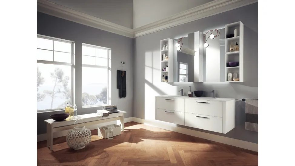 Mobile da Bagno Font in Vetro Laccato Opaco Bianco di Scavolini Bathrooms