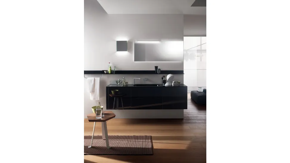 Mobile da Bagno Font Laccato Lucido Nero Ardesia di Scavolini Bathrooms