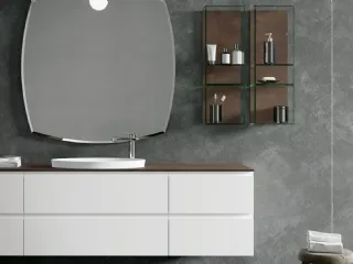 Mobile da Bagno sospeso laccato Bianco Gola 09 di Archeda