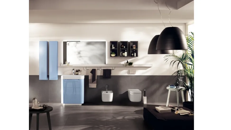 Mobile da Bagno Idro Laccato Lucido Azzurro Laguna di Scavolini Bathrooms