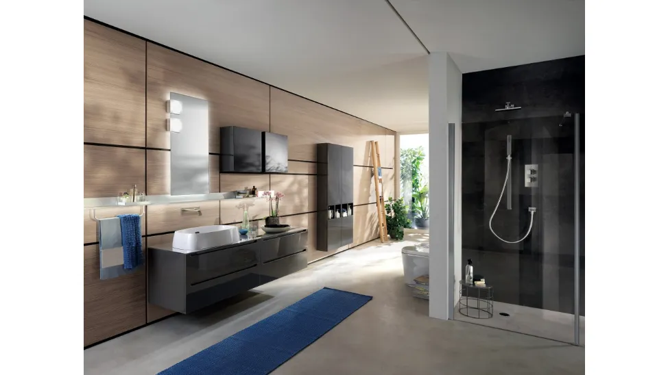 Mobile da BagnoIdro Laccato Lucido Grigio Ferro di Scavolini Bathrooms