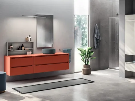 Mobile da Bagno Idro Laccato Opaco Rosso Marocco di Scavolini Bathrooms