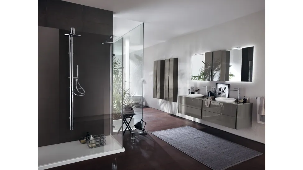 Mobile da Bagno Lagu Laccato Lucido Grigio Titanio di Scavolini Bathrooms