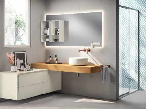 Mobile da Bagno Lagu Laccato Opaco Bianco Prestige e Rovere di Scavolini Bathrooms