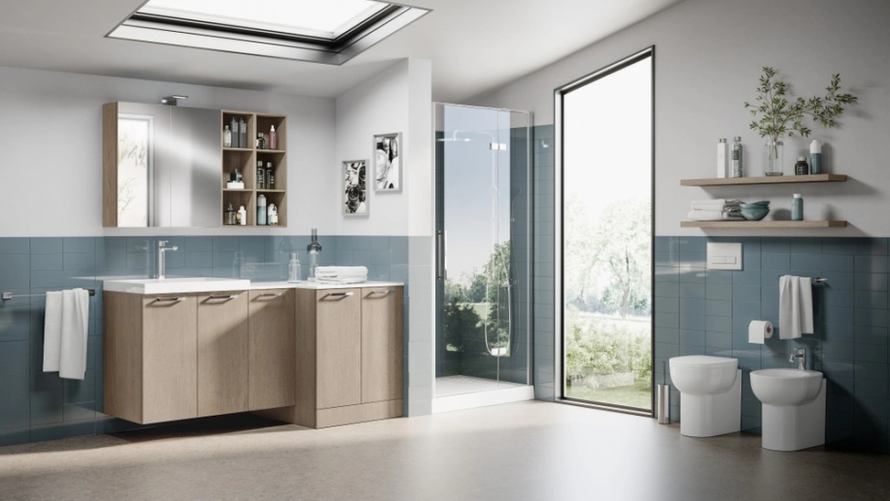 Mobile da Bagno Laundry Space Aquo finitura Rovere Gessato di Scavolini Bathrooms