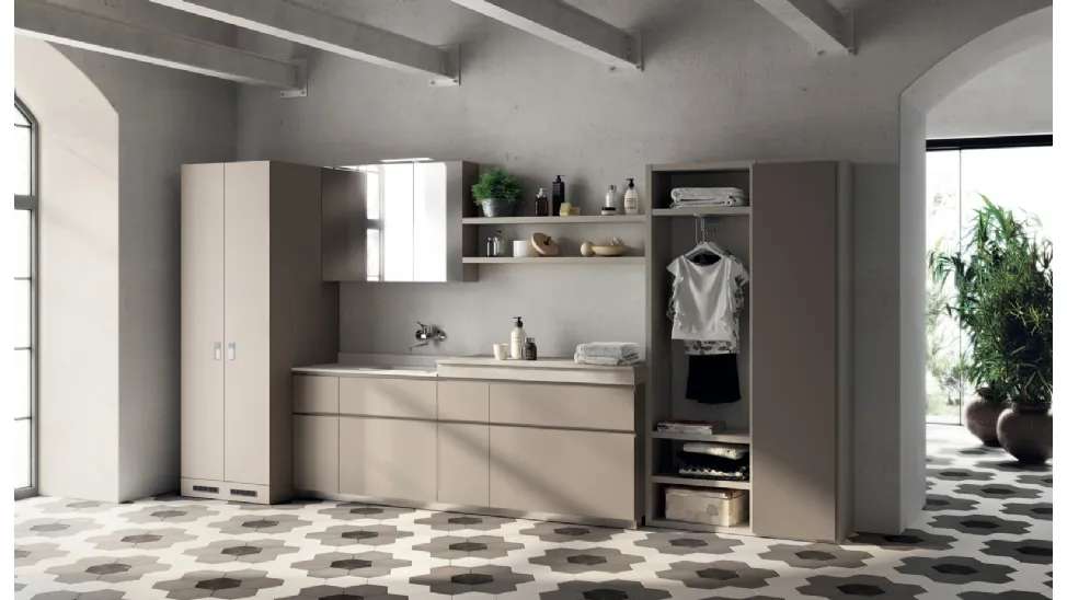 Mobile da Bagno Laundry Space Laccato Opaco Grigio Selce di Scavolini Bathrooms