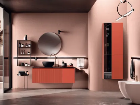 Mobile da Bagno Lido Laccato Opaco Rosso Marocco Dogato di Scavolini Bathrooms