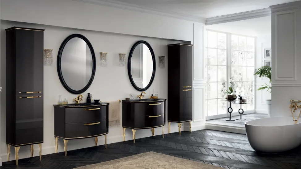 Mobile da Bagno Magnifica in laccato lucido Grigio Ferro con finiture Oro di Scavolini Bathrooms