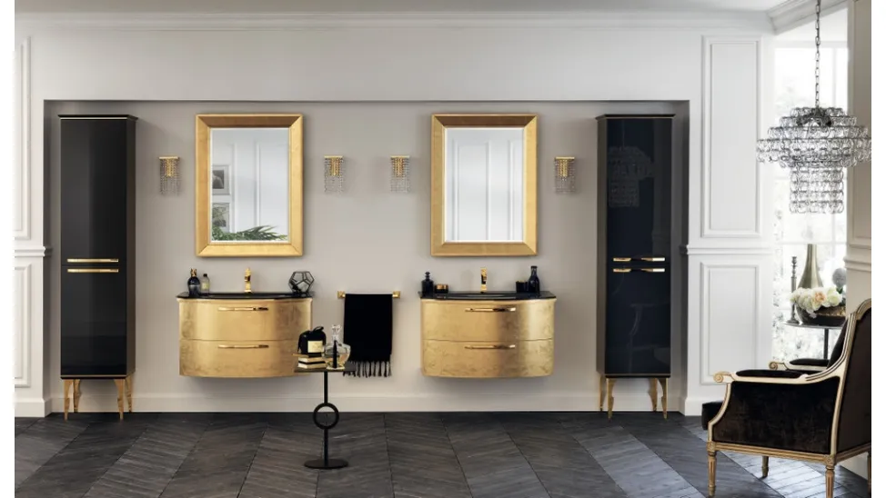 Mobile da Bagno Magnifica Laccato Lucido Foglia Oro di Scavolini Bathrooms