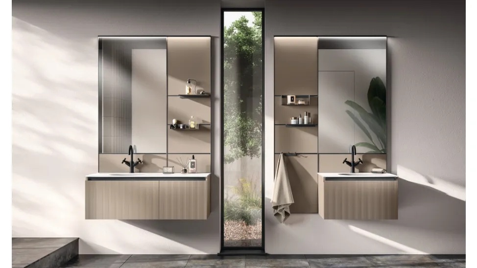 Mobile da Bagno Miko Laminato Strips Urban Bronze di Scavolini Bathrooms