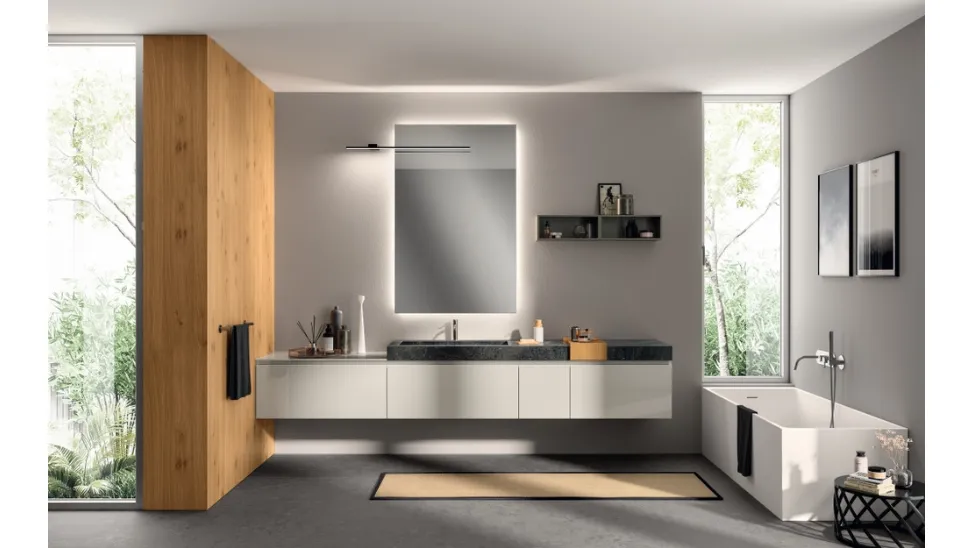 Mobile da Bagno Rivo Laccato Lucido Grigio Chiaro di Scavolini Bathrooms