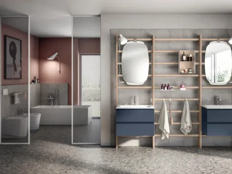 Mobile da Bagno Gym Space Laccato Opaco Blu Moon di Scavolini Bathrooms