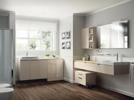 Mobile da Bagno Laundry Space Idro Laccato Lucido Panna Porcellana di Scavolini Bathrooms