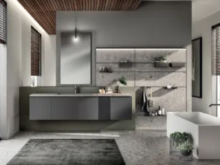 Mobile da Bagno Tratto Laccato Opaco Grigio Ferro di Scavolini Bathrooms