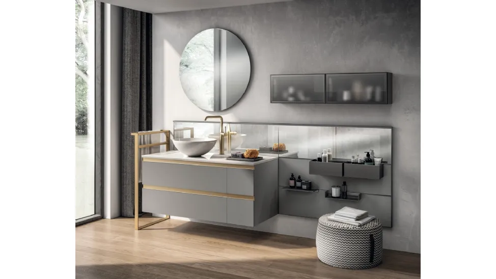 Mobile da Bagno Tratto Laccato Opaco Grigio Titanio di Scavolini Bathrooms