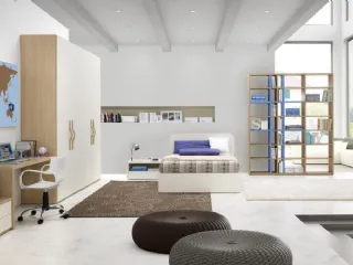 Cameretta per ragazzi in laccato e melaminico con letto contenitore Idea 107 di Corazzin
