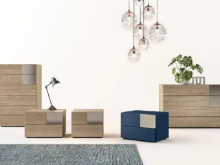 Comodino Gruppo Notte Etesia in legno e laccato opaco Mercantini