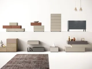 Gruppo Notte Modula in laccato opaco e legno di Mercantini