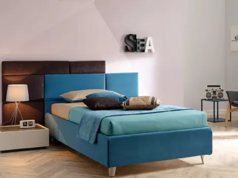 Letto con testiera di design imbottita con pannelli squadrati SC214 di Moretti Compact