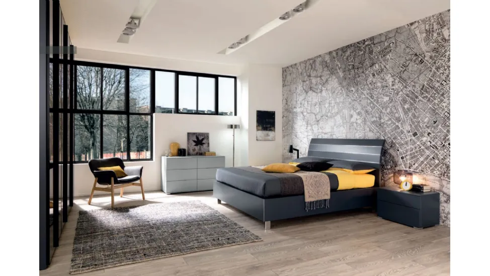 Letto in laccato Grafite NC103 di Moretti Compact