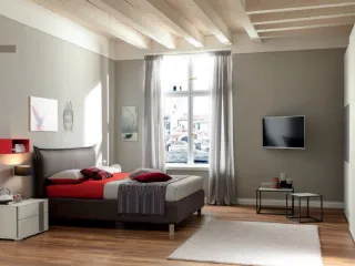 Letto con testiera in ecopelle Ardesia NC106 di Moretti Compact