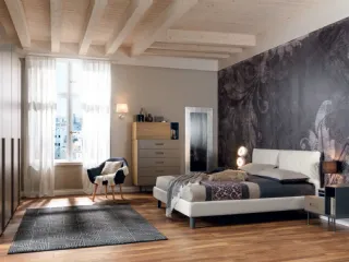 Letto con testiera imbottita in ecopelle NC111 Moretti Compact