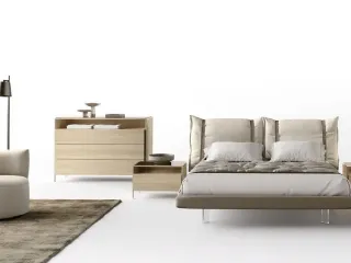 Letto Polis F11 con testiera in tessuto imbottito di Moretti Compact Giorno Notte
