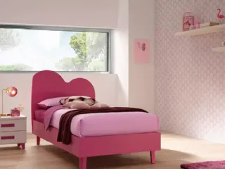 Letto singolo in laccato Ciclamino con testiera Air SC105 di Moretti Compact