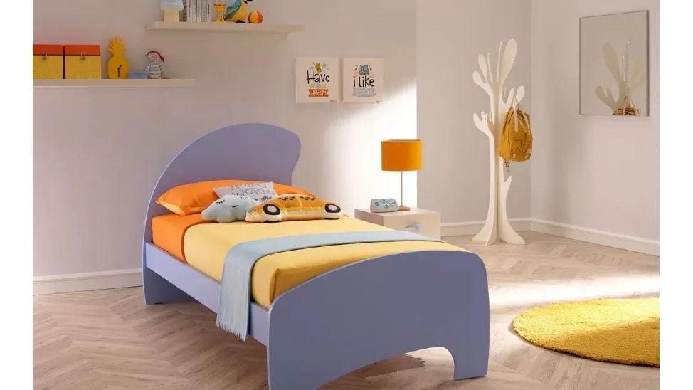 Letto singolo in laccato opaco con testiera Hat SC111 di Moretti Compact