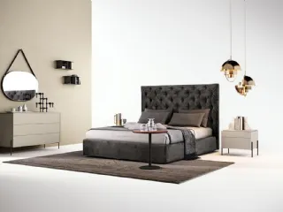 Letto con testiera in tessuto trapuntato V02 Merak di Mercantini