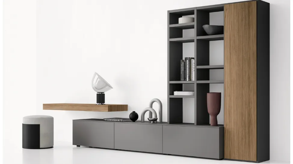 Libreria in laccato opaco e legno GS210 di SantaLucia