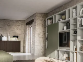 Libreria con vani a giorno e anta scorrevole GS214 di SantaLucia
