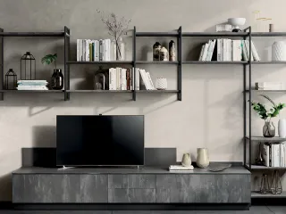 Libreria Living Mood sistema Metro color Antracite di Scavolini