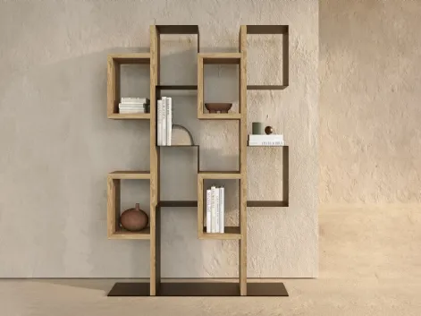 Libreria a muro Gemini in legno secolare e metallo di Nature Design