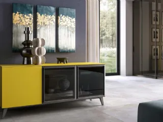 Madia Kosmos KM311 in laccato opaco e vetro di Mercantini