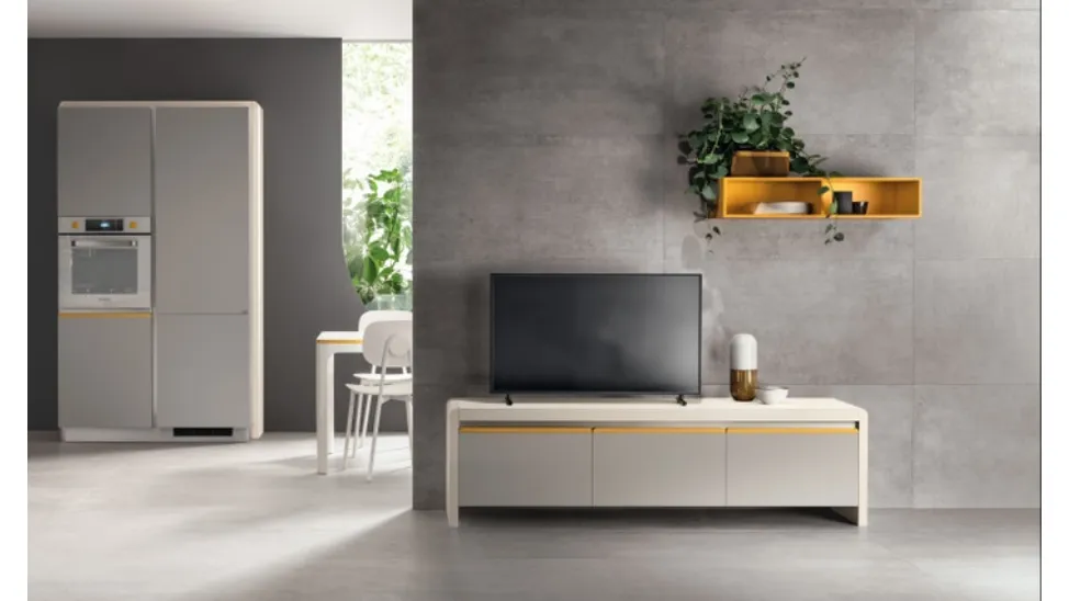 Madia Living Dandy Plus Grigio Velo e Giallo Senape di Scavolini