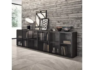 Madia Living Motus in alluminio Grigio Antracite e Vetro Fumé di Scavolini