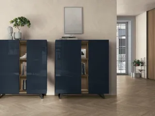 Madia verticale Lydia in laccato lucido blu di prussia di Tomasella