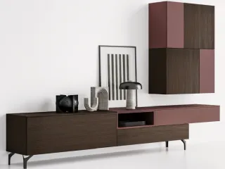 Parete Attrezzata moderna in melaminico e laccato GS206 di SantaLucia