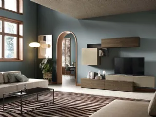 Parete Attrezzata Kosmos KC121 in laccato e legno di Mercantini