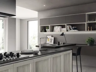 Parete Attrezzata sospesa Living Evolution in laccato Grigio di Scavolini