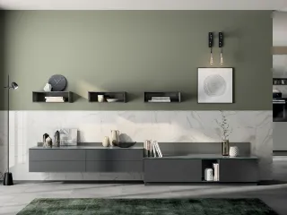 Parete Attrezzata Living Liberamente in laccato opaco Grigio Ferro di Scavolini