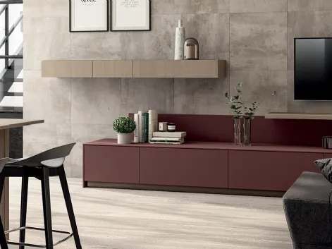 Parete Attrezzata Living Liberamente in laminato Rosso Jaipur di Scavolini